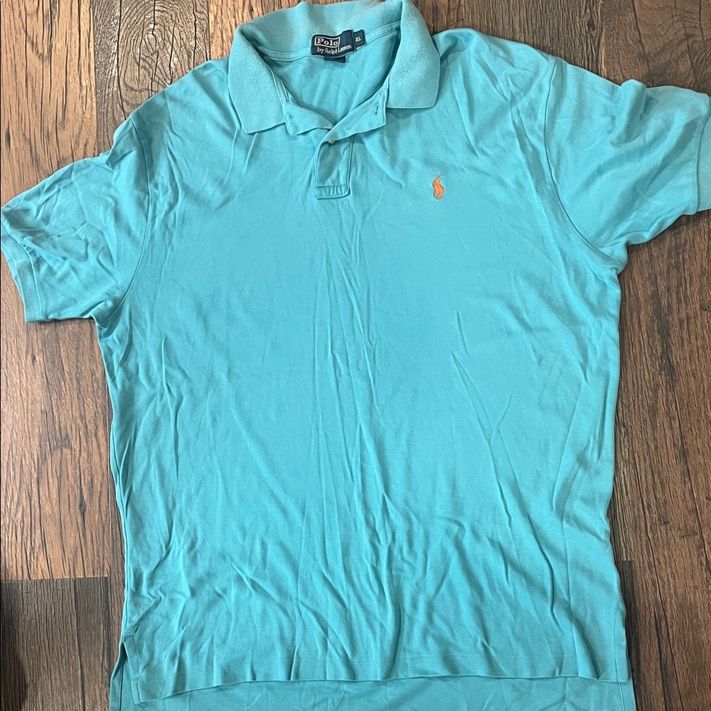 Polo by Ralph Lauren Men’s Aqua Polo with Orange Pony